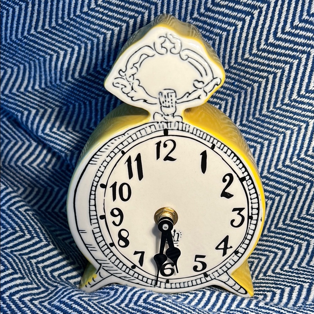Anthropologie Yellow and Black Ceramic Clock